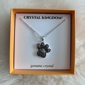Genuine crystal paw print necklace